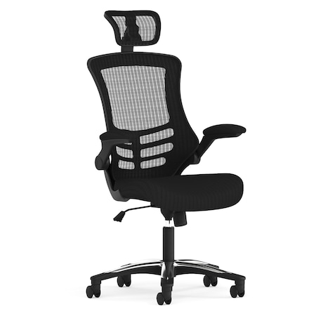Flash Furniture Contemporary Chair Black High Back Exec Chair, Adjustable Arms, 18-3/4" to 22-1/2" Height, Black BL-X-5H-GG